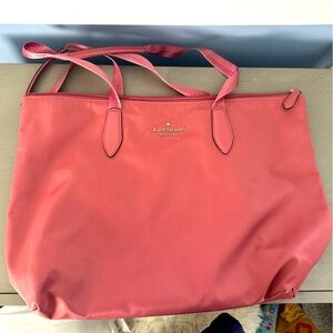 Pomegranate nylon zip top Kate Dpade tote. “Hayden”.